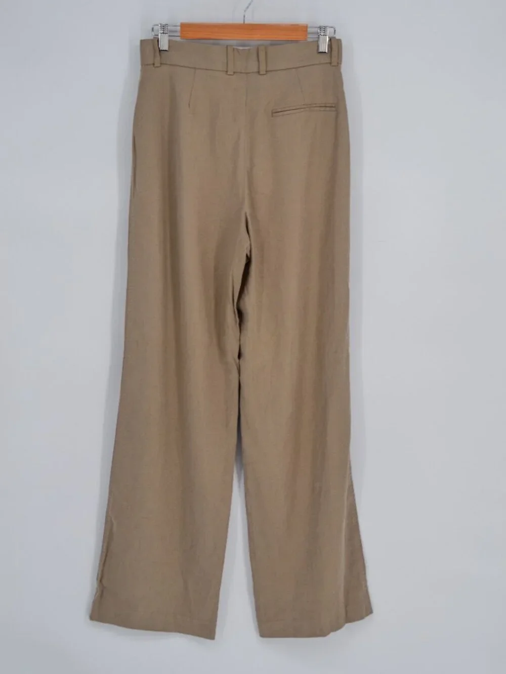 Aritzia Babaton Linen Blend Pants Womens 8 Brown High Waist Pleated Straight